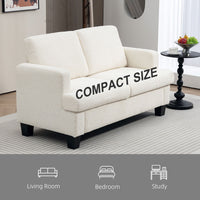 54.3" Loveseat Sofa, 2 Seater Sofa with Removable Cushions, Small Couch with Wood Frame for Living Room, Cream White