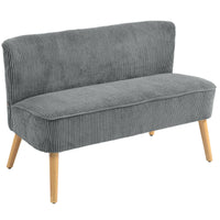 Modern 2 Seater Sofa, Upholstered Two Seater Couch with Rubber Wood Legs, Grey
