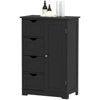 Bathroom Storage Cabinet, Floor Cabinet with Adjustable Shelf and 4 Drawers, Side Cabinet for Washroom, Black