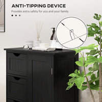 Bathroom Storage Cabinet, Floor Cabinet with Adjustable Shelf and 4 Drawers, Side Cabinet for Washroom, Black