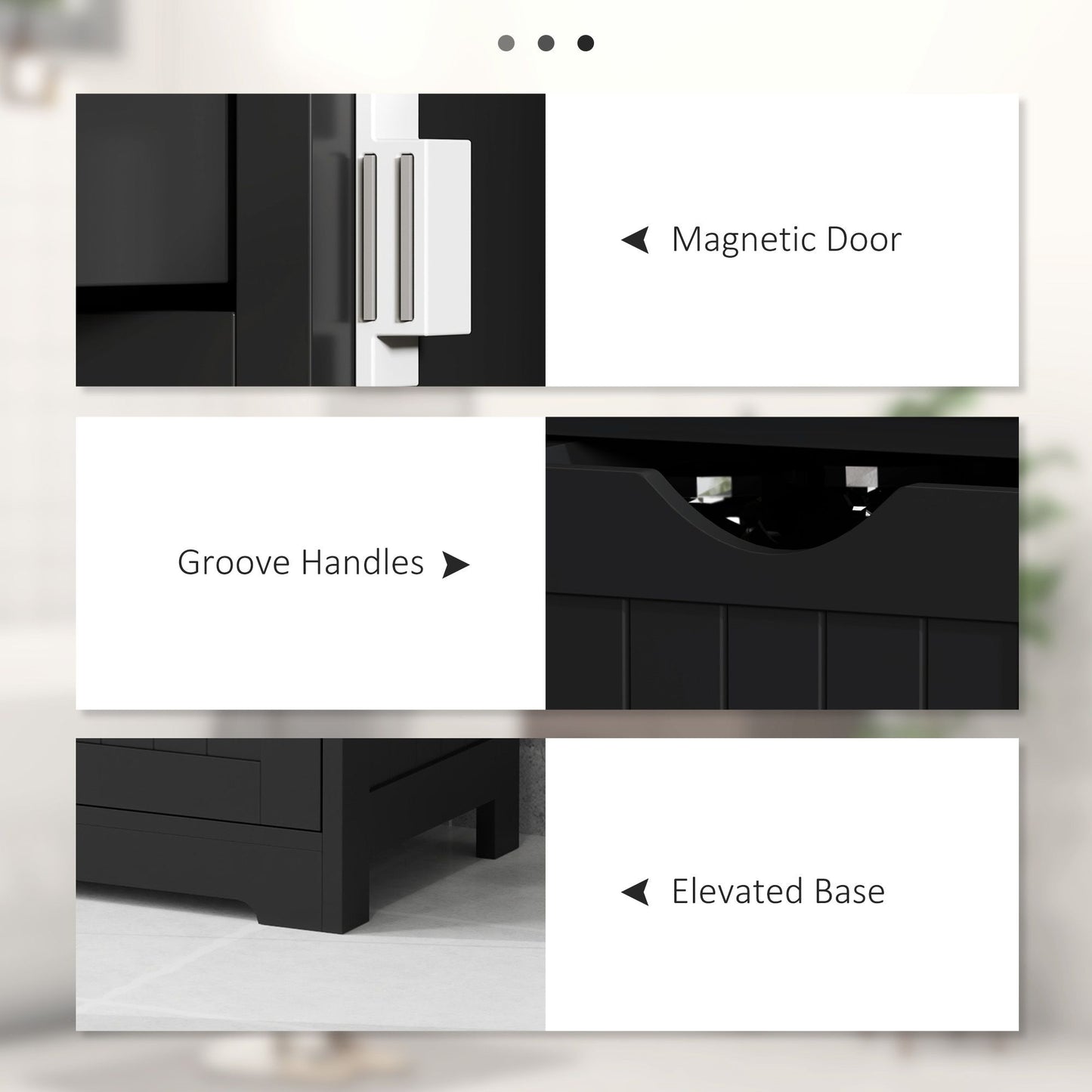 Bathroom Storage Cabinet, Floor Cabinet with Adjustable Shelf and 4 Drawers, Side Cabinet for Washroom, Black