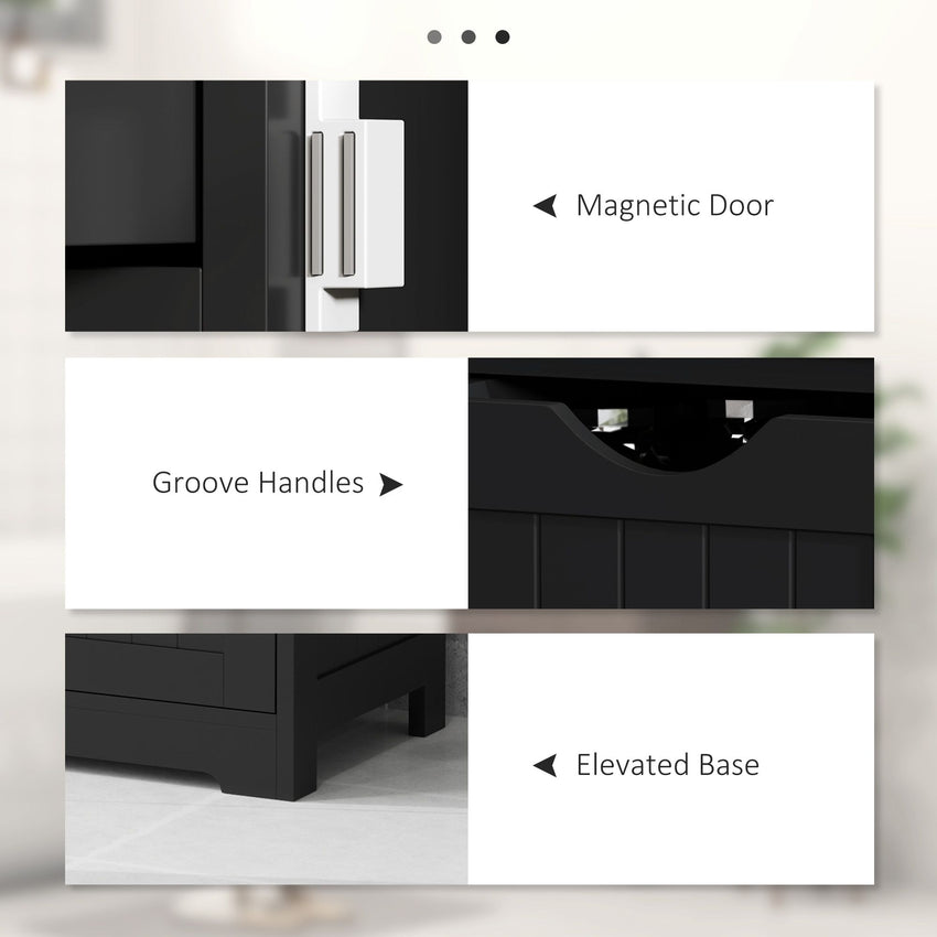 Bathroom Storage Cabinet, Floor Cabinet with Adjustable Shelf and 4 Drawers, Side Cabinet for Washroom, Black