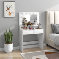 Vanity Table, Makeup Dressing Table with LED Lighting Mirror, Drawers, for Bedroom, White
