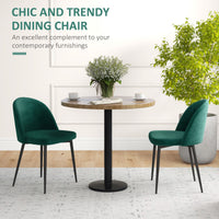 Set of 2 Mid-Back Dining Chair, Mid-Back Velvet-touch Upholstery Kitchen Chair for Living Room Dining Room, Green