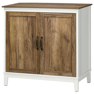 Farmhouse Sideboard, Storage Cabinet with 2 Doors and Shelves Kitchen, Living room, 30.9" x 15.4" x 30.9", Dark Oak