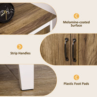 Farmhouse Sideboard, Storage Cabinet with 2 Doors and Shelves Kitchen, Living room, 30.9" x 15.4" x 30.9", Dark Oak