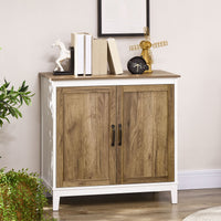 Farmhouse Sideboard, Storage Cabinet with 2 Doors and Shelves Kitchen, Living room, 30.9" x 15.4" x 30.9", Dark Oak