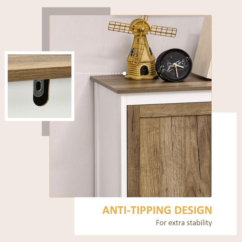 Farmhouse Sideboard, Storage Cabinet with 2 Doors and Shelves Kitchen, Living room, 30.9" x 15.4" x 30.9", Dark Oak