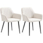 Dining Chairs Set of 2, Upholstered Linen Fabric Accent Chairs with Metal Legs, Beige