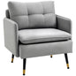 Modern Armchair, Upholstered Accent Chair with Tufted Back Cushion and Steel Legs for Living Room, Bedroom, Grey