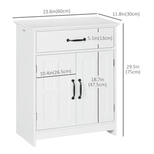 Bathroom Storage, Bathroom Cabinet with 2 Doors, Adjustable Shelves for Living Room Kitchen, 23.6"x11.8"x29.5", White