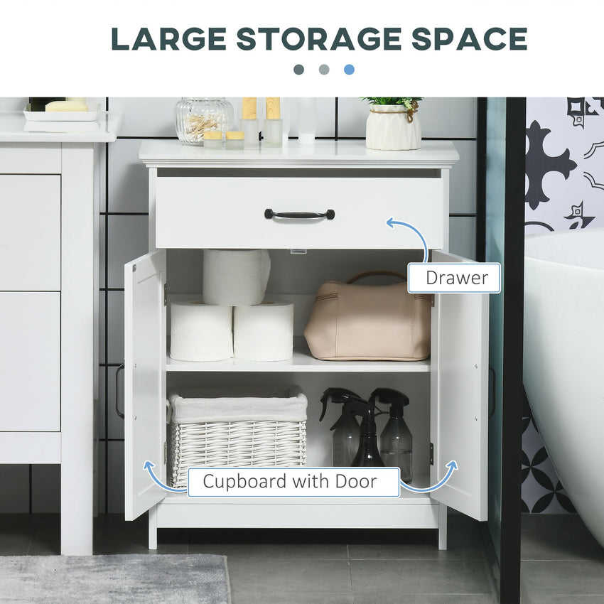 Bathroom Storage, Bathroom Cabinet with 2 Doors, Adjustable Shelves for Living Room Kitchen, 23.6"x11.8"x29.5", White