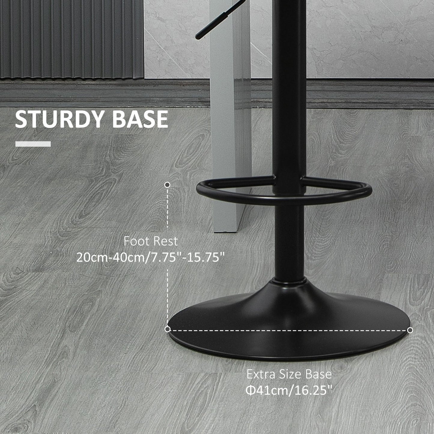 Swivel Barstools Set of 2 Adjustable Bar Stools with Footrest Armrests and PU Leather Back for Dining Room Grey