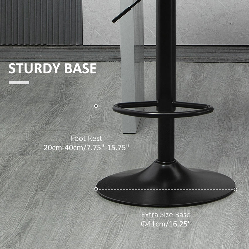 Swivel Barstools Set of 2 Adjustable Bar Stools with Footrest Armrests and PU Leather Back for Dining Room Grey