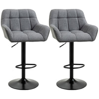 Swivel Barstools Set of 2 Adjustable Bar Stools with Footrest Armrests and PU Leather Back for Dining Room Grey