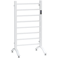 8-Bar Heated Towel Warmer Rack with Built-in Timer and LED Indicators, Wall Mounted & Free Standing Carbon Steel Electric Towel Bar with Adjustable Temperature, White
