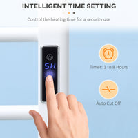 8-Bar Heated Towel Warmer Rack with Built-in Timer and LED Indicators, Wall Mounted & Free Standing Carbon Steel Electric Towel Bar with Adjustable Temperature, White