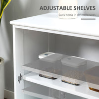 Modern Kitchen Sideboard, Stackable Storage Cabinet, Sliding Glass Door Console, Cupboard Serving Buffet for Kitchen & Dining Room, White