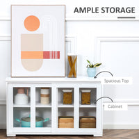 Modern Kitchen Sideboard, Stackable Storage Cabinet, Sliding Glass Door Console, Cupboard Serving Buffet for Kitchen & Dining Room, White