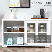 Modern Kitchen Sideboard, Stackable Storage Cabinet, Sliding Glass Door Console, Cupboard Serving Buffet for Kitchen & Dining Room, White