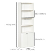 4-Tier Open Bookshelf with Doors Modern Home Office Bookcase Storage Cabinet for Living Room Bathroom Study, White