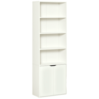 4-Tier Open Bookshelf with Doors Modern Home Office Bookcase Storage Cabinet for Living Room Bathroom Study, White