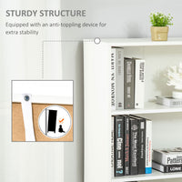 4-Tier Open Bookshelf with Doors Modern Home Office Bookcase Storage Cabinet for Living Room Bathroom Study, White
