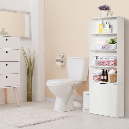 4-Tier Open Bookshelf with Doors Modern Home Office Bookcase Storage Cabinet for Living Room Bathroom Study, White
