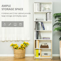 4-Tier Open Bookshelf with Doors Modern Home Office Bookcase Storage Cabinet for Living Room Bathroom Study, Oak