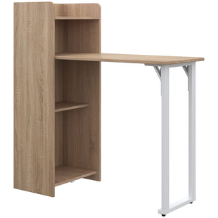 2 In 1 Folding Table, Drop Leaf Table, Space Saving Dining Table with 4-Tier Shelf for Small Spaces, Oak