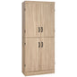 70" 4-Door Storage Cabinet, Freestanding Pantry Cabinet with Adjustable Shelves for Living Room, Natural