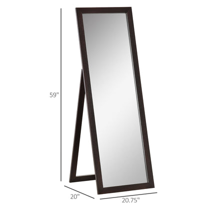 58" x 20" Full Length Mirror with Frame, Floor Standing Mirror, Rectangular Full Body Mirror for Bedroom, Living Room, Brown