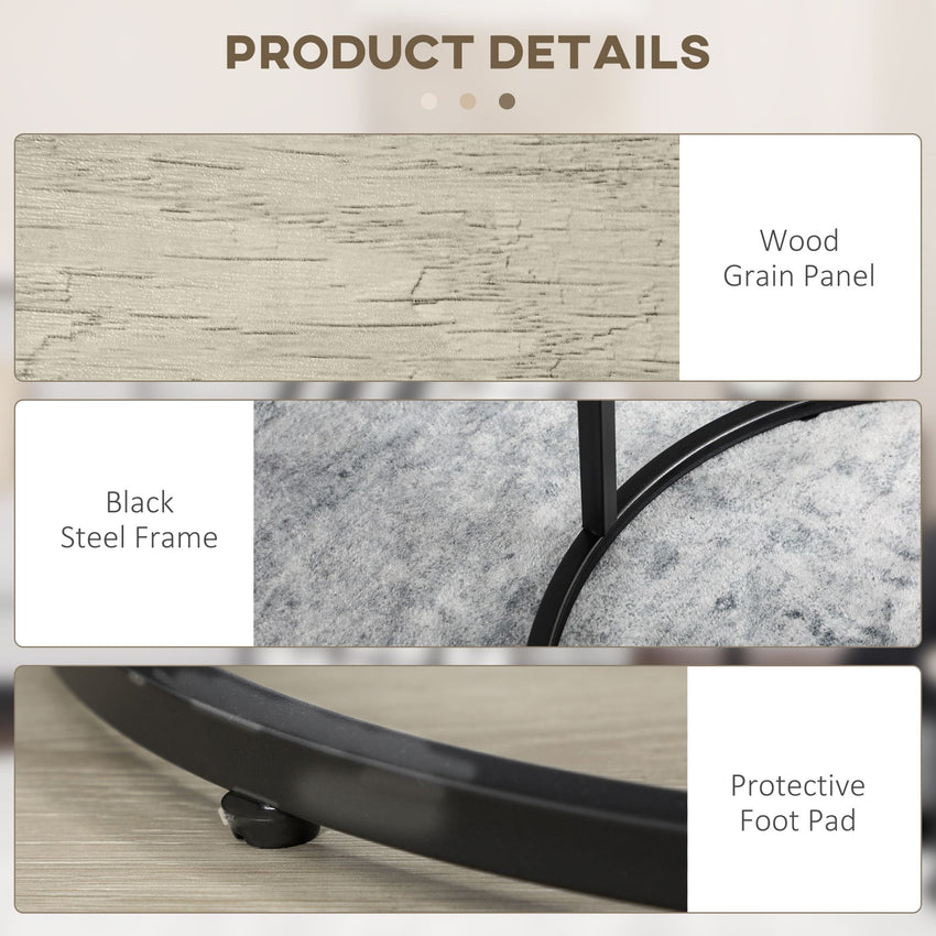 Nesting Tables Set of 3, Round Coffee Table, Stacking Side Tables with Steel Frame for Living Room