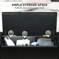 42" Deluxe Faux Leather Padded Storage Ottoman Bench Foot Stool Seat Chair with Organizer, Black