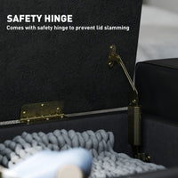 42" Deluxe Faux Leather Padded Storage Ottoman Bench Foot Stool Seat Chair with Organizer, Black