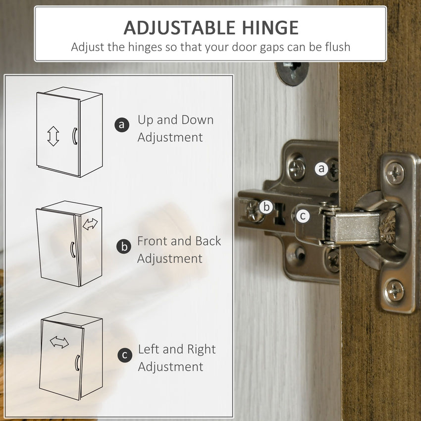 Kitchen Sideboard, Glass Door Buffet Cabinet, Accent Storage Cabinet with 2 Glass Doors and Adjustable Shelf for Dining Room, Living Room, Distressed White