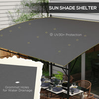 10' x 13' Outdoor Pergola with UV30+ Protection Canopy and Steel Frame for Porch, Patio, Deck, Backyard, Dark Grey