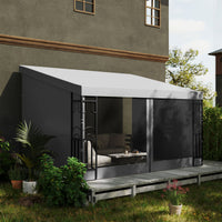 10' x 13' Wall Pergola, Outdoor Gazebo with 2 Curtains and 2 Nettings, UV Resistant, for Patio, Deck, Light Grey