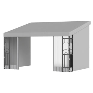 10' x 13' Wall Pergola, Outdoor Gazebo with 2 Curtains and 2 Nettings, UV Resistant, for Patio, Deck, Light Grey