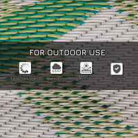 Reversible Outdoor Rug with Carry Bag, 9' x 12' Waterproof Rug, Portable RV Camping Carpet for Backyard