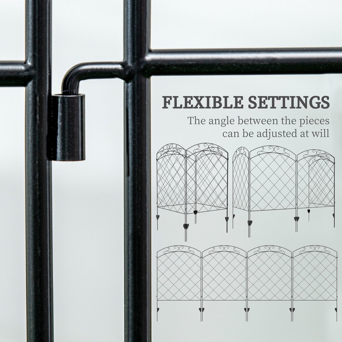 4 Pack Garden Fencing for Yard, Decorative Fence Panels as Animal Barrier and Flower Edging, Circle, Black