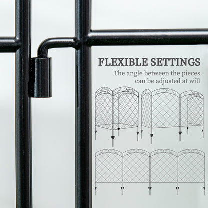 4 Pack Garden Fencing for Yard, Decorative Fence Panels as Animal Barrier and Flower Edging, Circle, Black