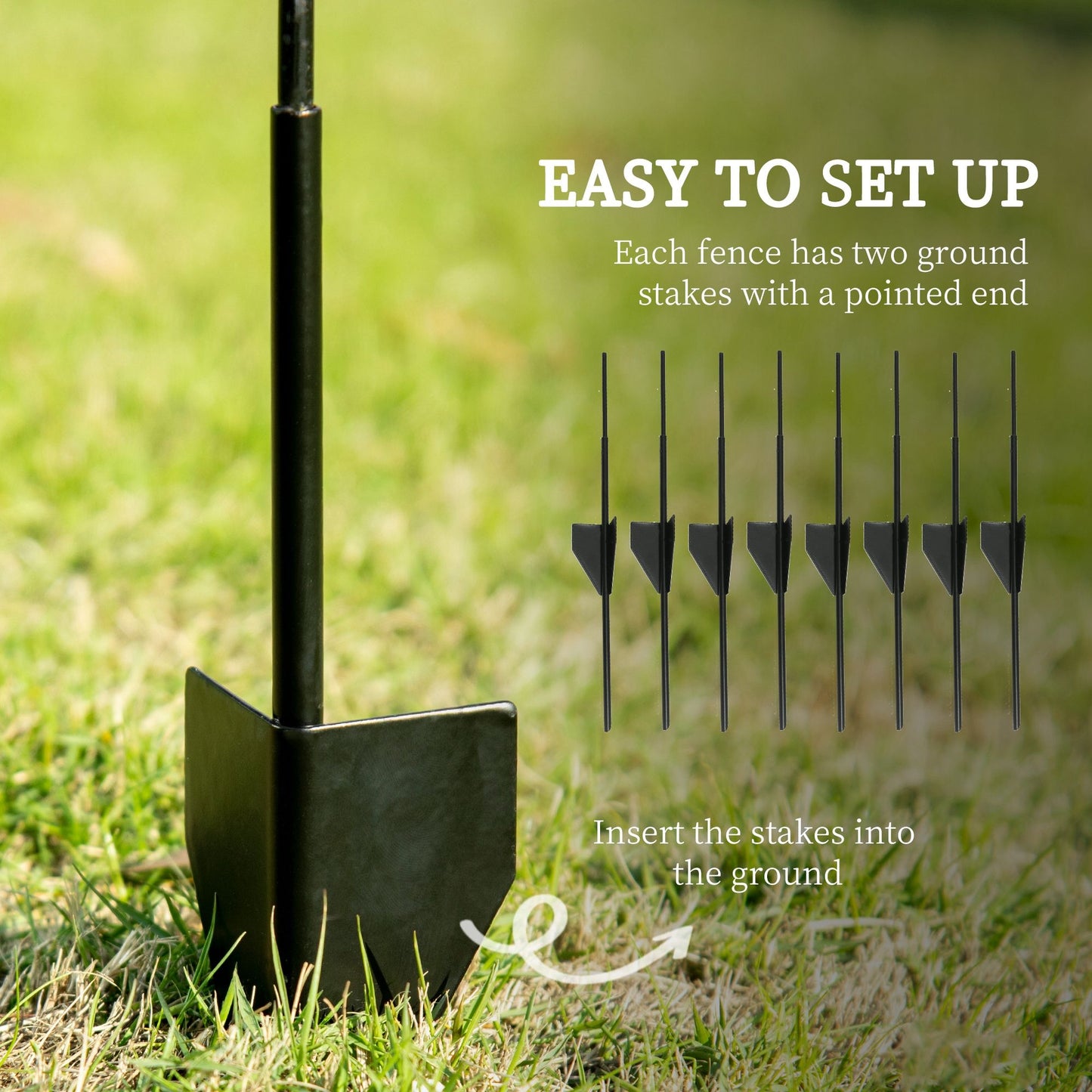 4 Pack Garden Fencing for Yard, Decorative Fence Panels as Animal Barrier and Flower Edging, Circle, Black
