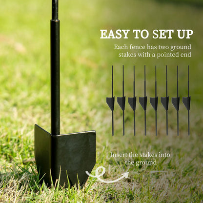 4 Pack Garden Fencing for Yard, Decorative Fence Panels as Animal Barrier and Flower Edging, Circle, Black