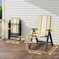 Outdoor Wicker Chairs Set of 2 with 5-Position Adjustable Backrest, Armrest, Steel Frame, Orange