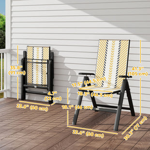 Outdoor Wicker Chairs Set of 2 with 5-Position Adjustable Backrest, Armrest, Steel Frame, Orange