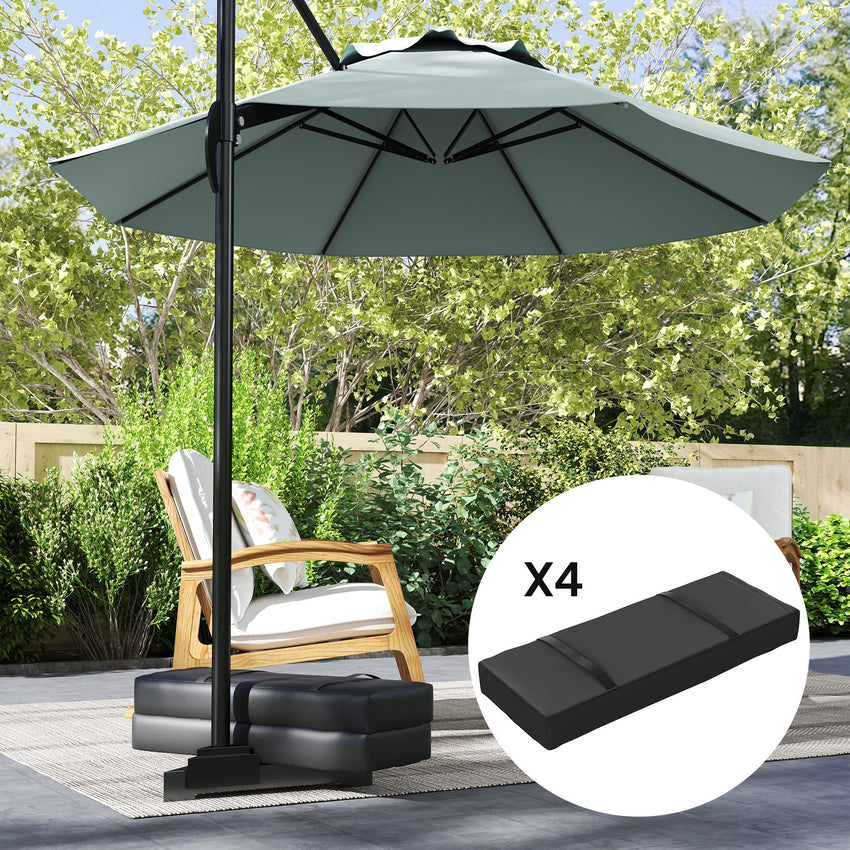 4PCS Patio Umbrella Base Weight Bag, Umbrella Stand Weights with Handles, 33 lbs with Sand Filling, Patio Umbrella Weights for Offset/Cantilever Umbrella Stand Base, Black