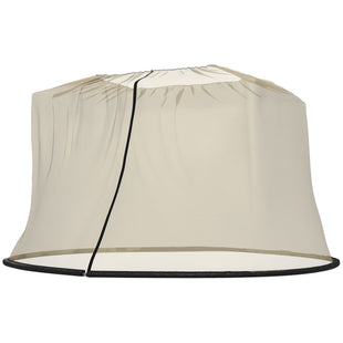 7.5FT Umbrella Table Screen Mosquito Bug Net, Garden Large Umbrella Cover Netting with Zippered Door, Beige