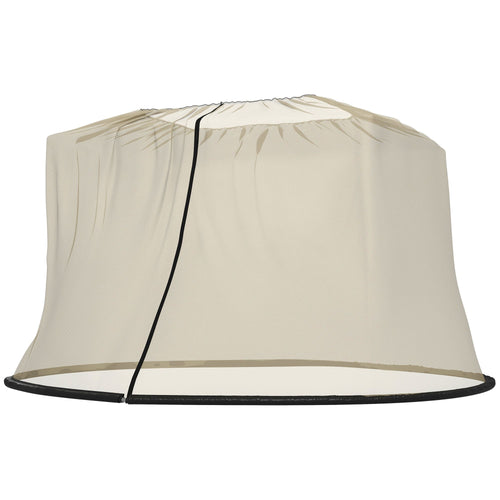 7.5FT Umbrella Table Screen Mosquito Bug Net, Garden Large Umbrella Cover Netting with Zippered Door, Beige