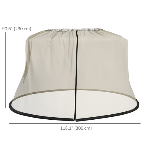 7.5FT Umbrella Table Screen Mosquito Bug Net, Garden Large Umbrella Cover Netting with Zippered Door, Beige